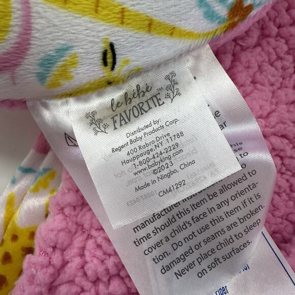 Le Bebe Favorite Baby Security Blanket Lovey Pillow Giraffe Elephant Pink Set - Picture 4 of 4